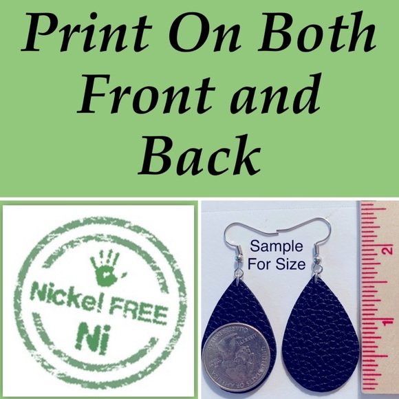 Mini Faux Leather Teardrop Earrings Camo Blue Purple - Picture 3 of 4